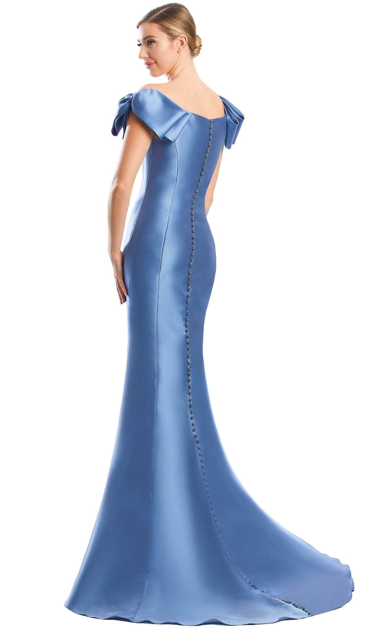 Bow Appliqued Sleeves Formal Dress