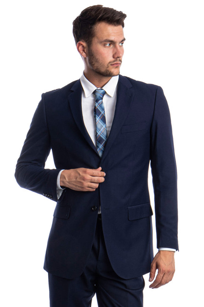 Men’s Two Button Basic Modern Fit Business Suit in Navy Blue