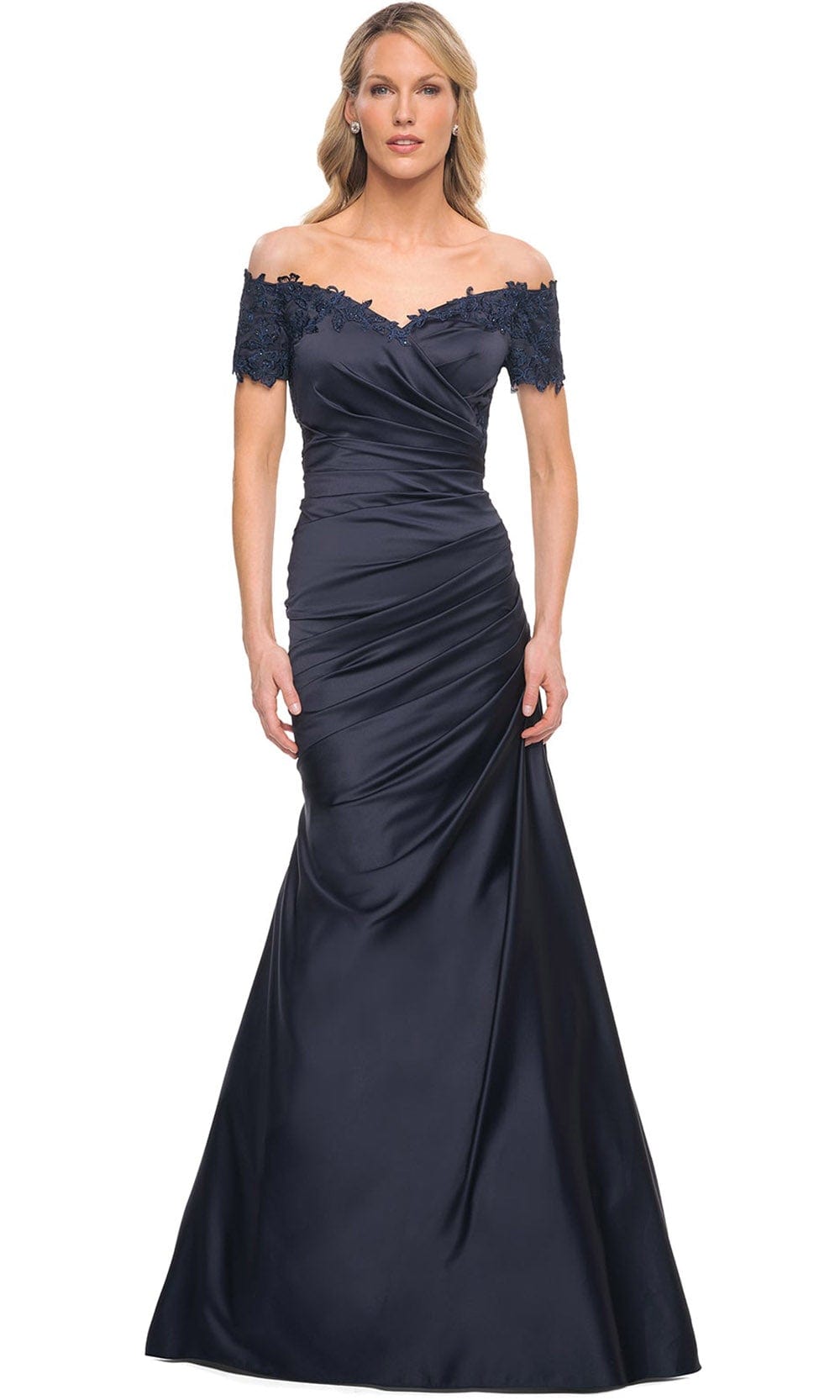 Satin Lace Pleated Mother of the Groom Gown