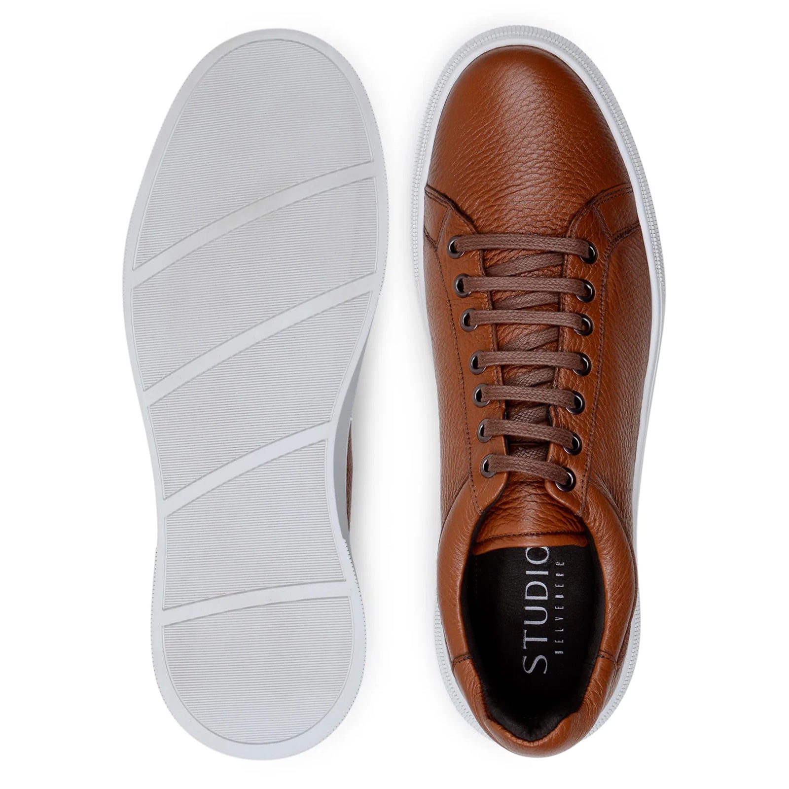 Men’s Belvedere Matteo Deerskin Leather Dress Tennis Shoe in Tan