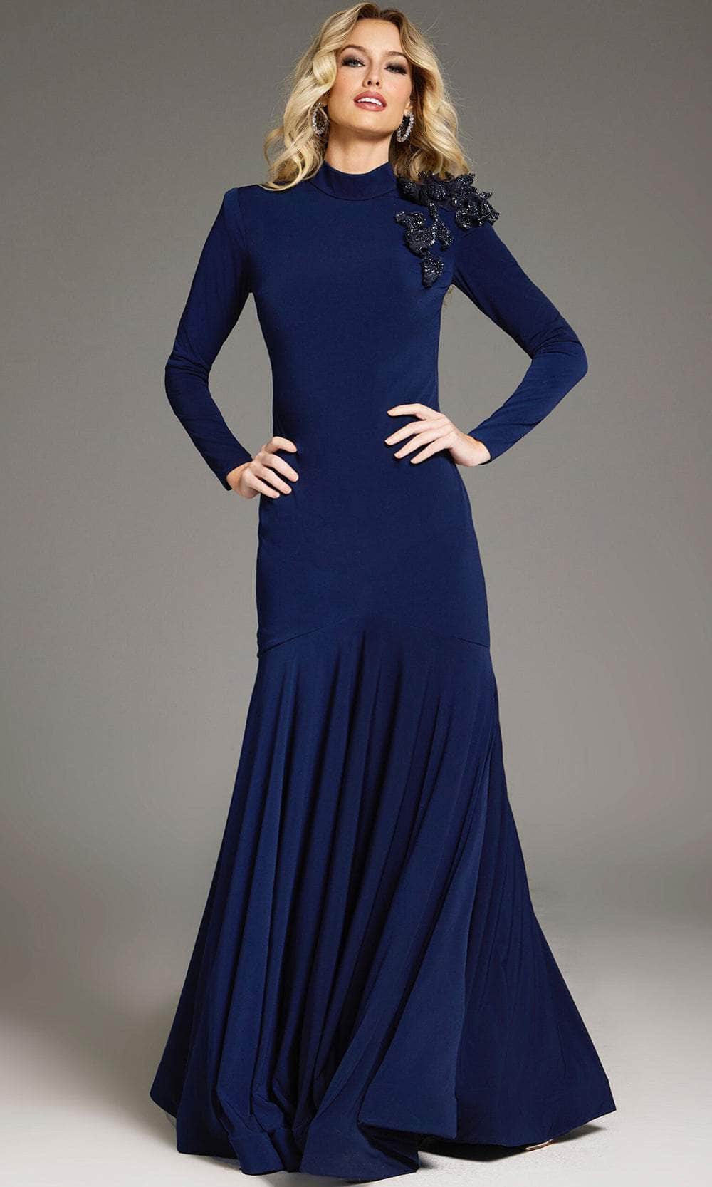 Long Sleeve High Neck Evening Gown