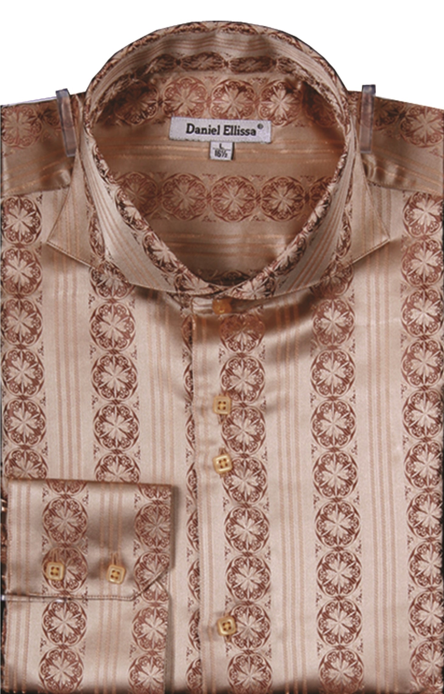 Men’s Regular Fit Fancy Chain Pattern Sports Shirt in Mustard