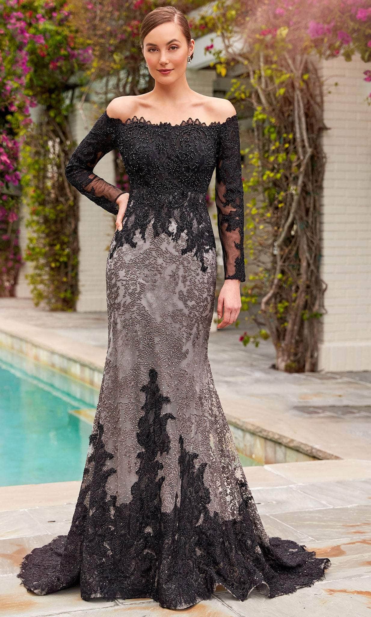 Straight Across Embroidered Mother of the Bride Dress