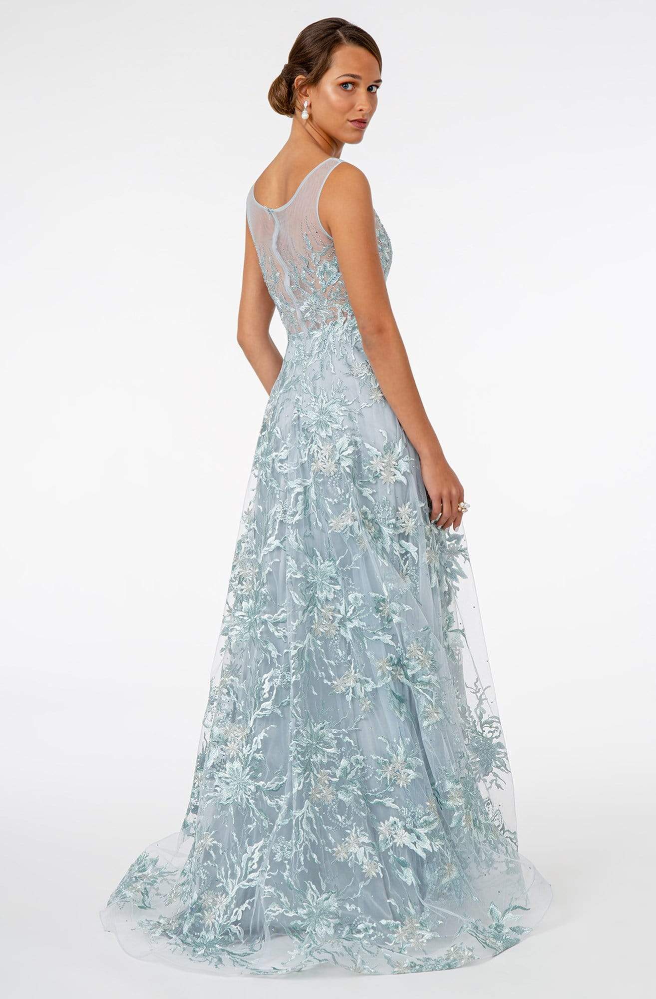 GL2979 Embroidered Bateau A-Line Gown