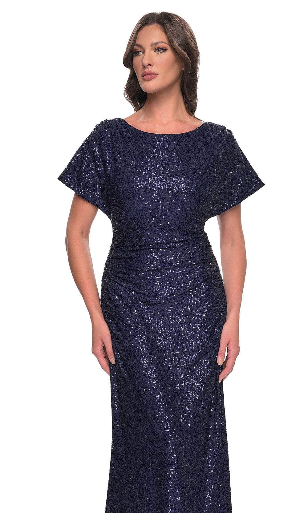 Dolman Sleeve Sequin Evening Dress