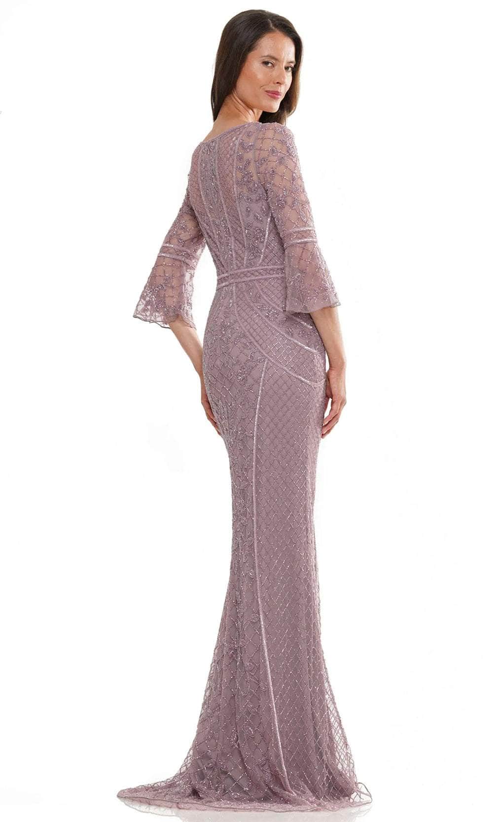 Quarter Sleeve Beaded Evening Dress