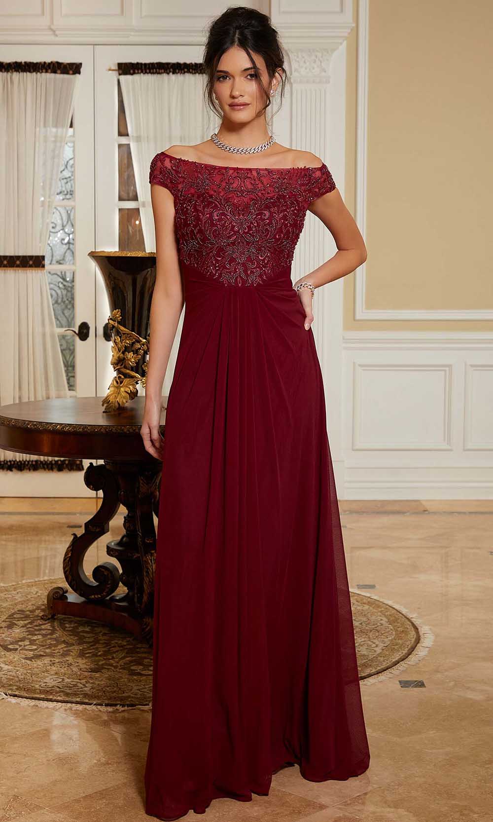 Embroidered Bodice Evening Gown