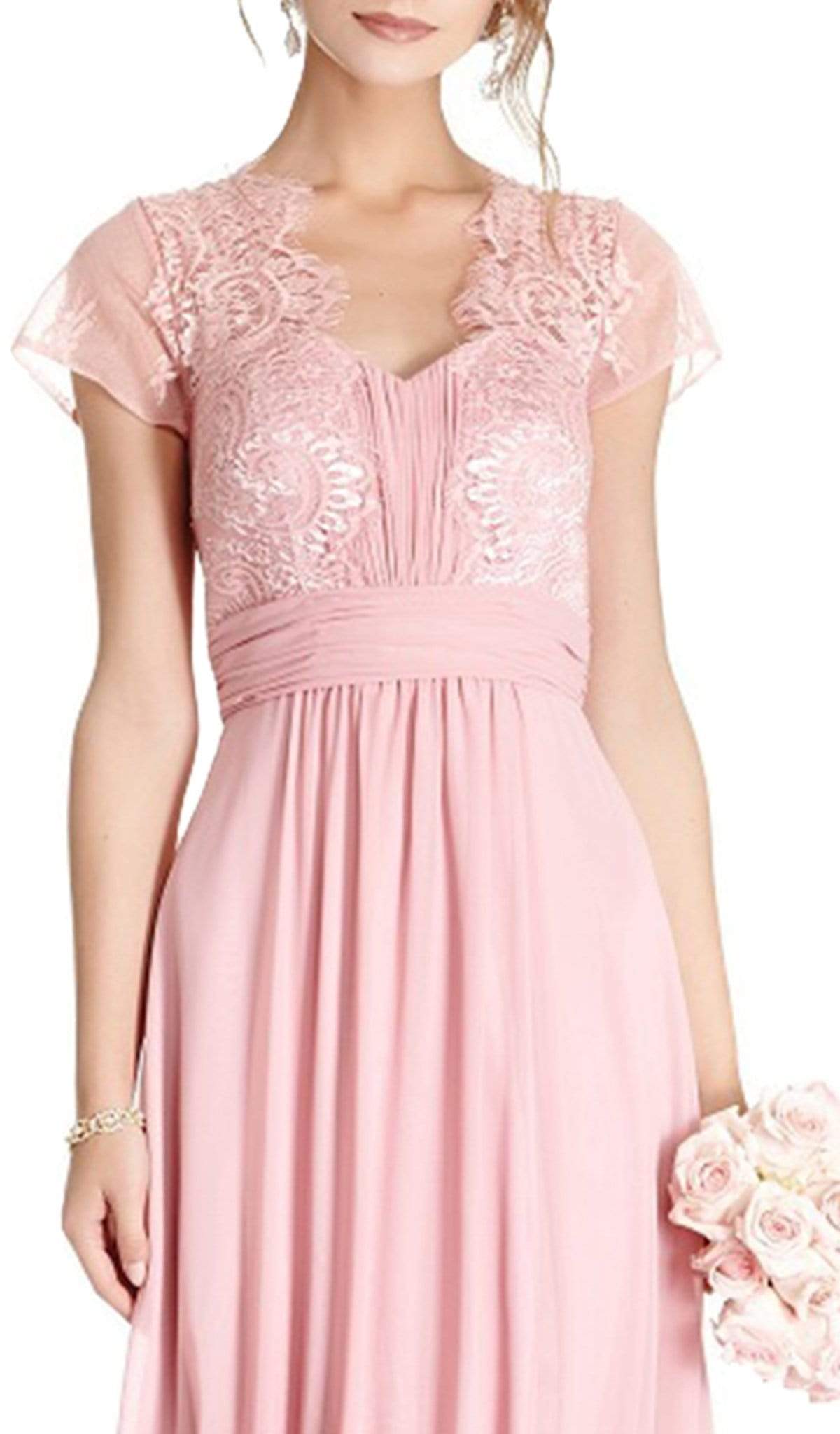 Lace Scalloped V-neck Mother of Bride Dress