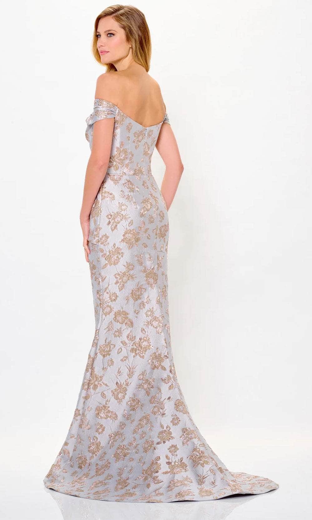 Off Shoulder Brocade Evening Dress