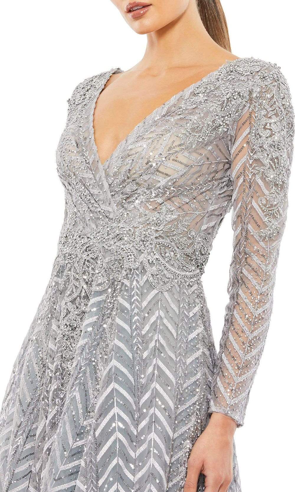 20189 Long Sleeves Embroidered Gown