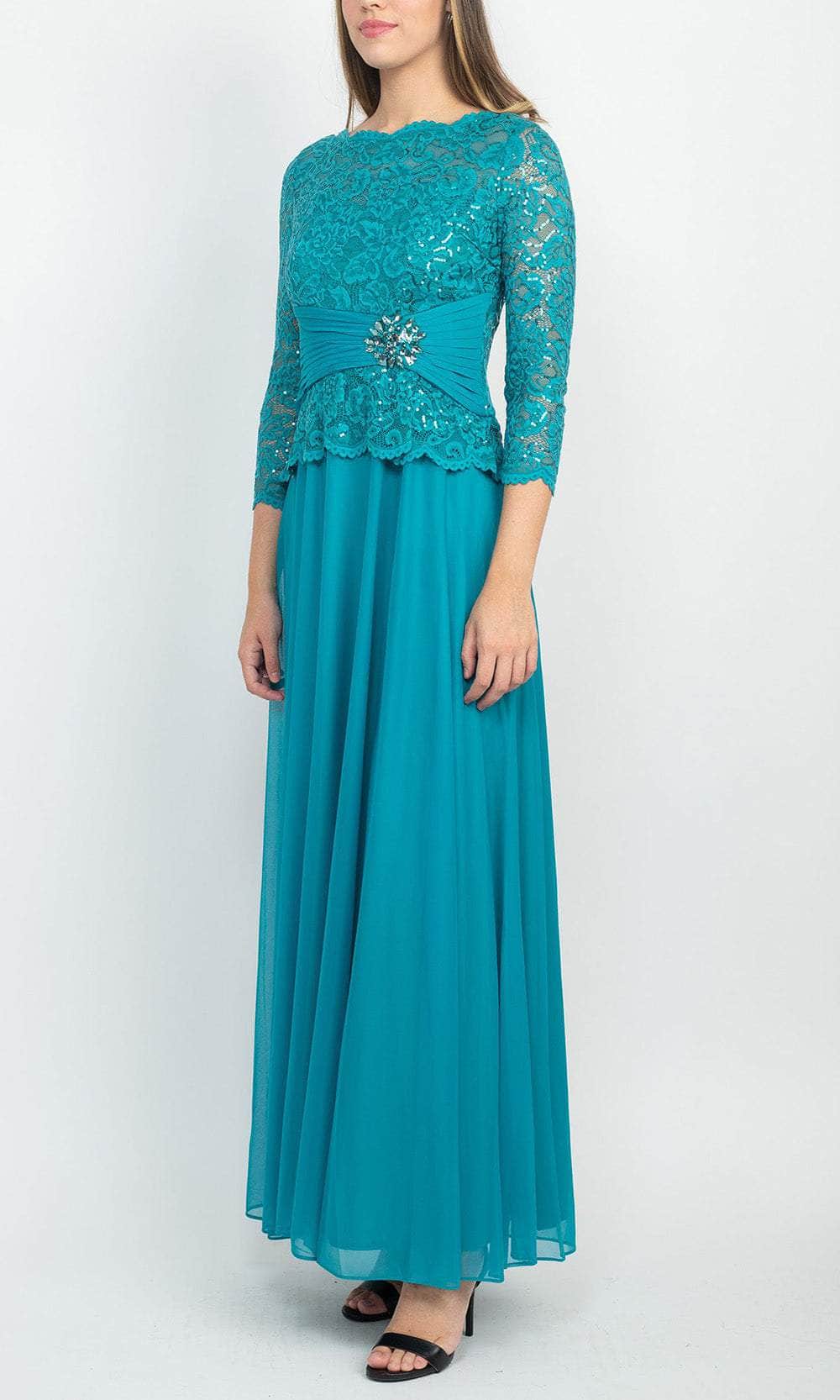 Bateau Sequin Lace Formal Dress