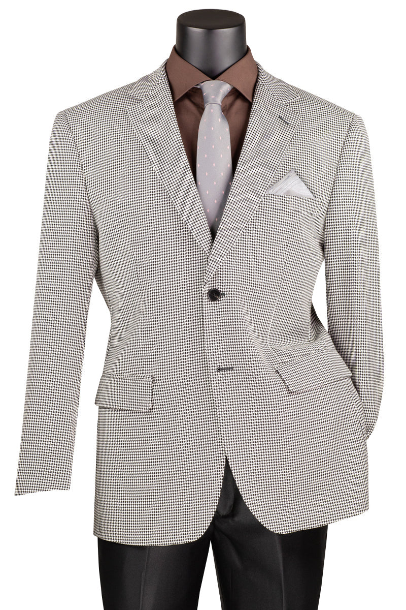 Men’s Two Button Modern Fit Sport Coat Blazer in Black Houndstooth