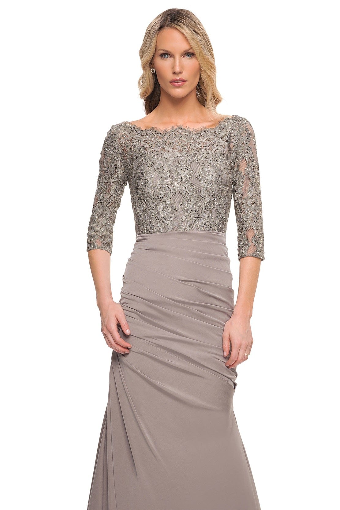 24926 Off-Shoulder Ruched Mermaid Gown