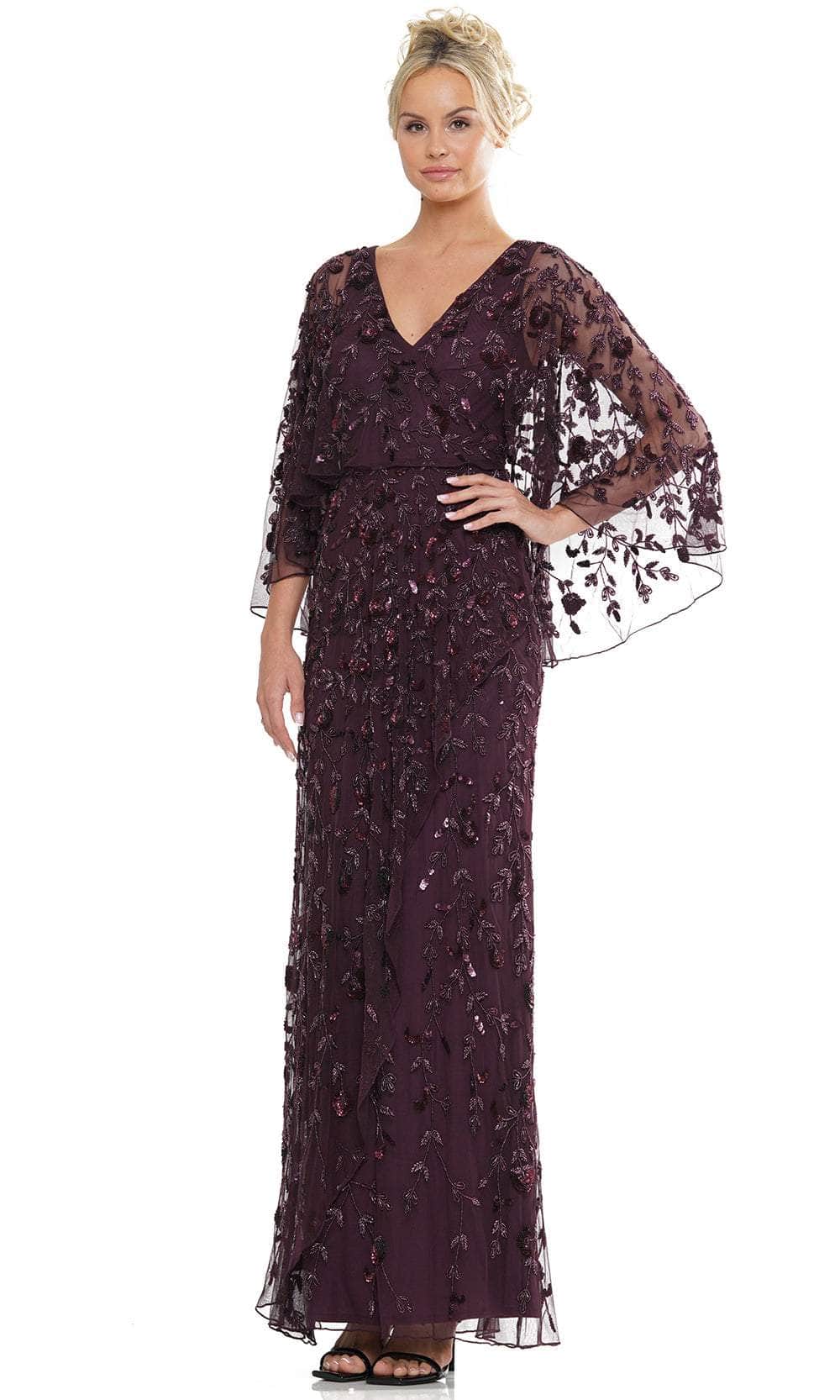 Foliage Beaded V-Neck Formal Gown