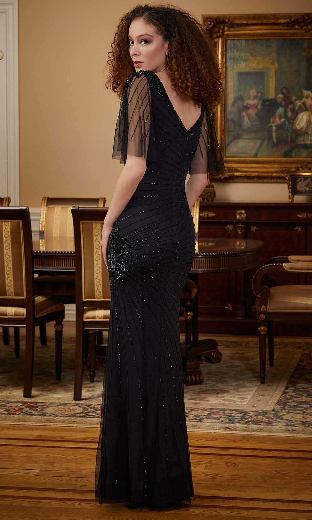 MGNY By Mori Lee 72815 Geometric Beaded Sheath Evening Gown