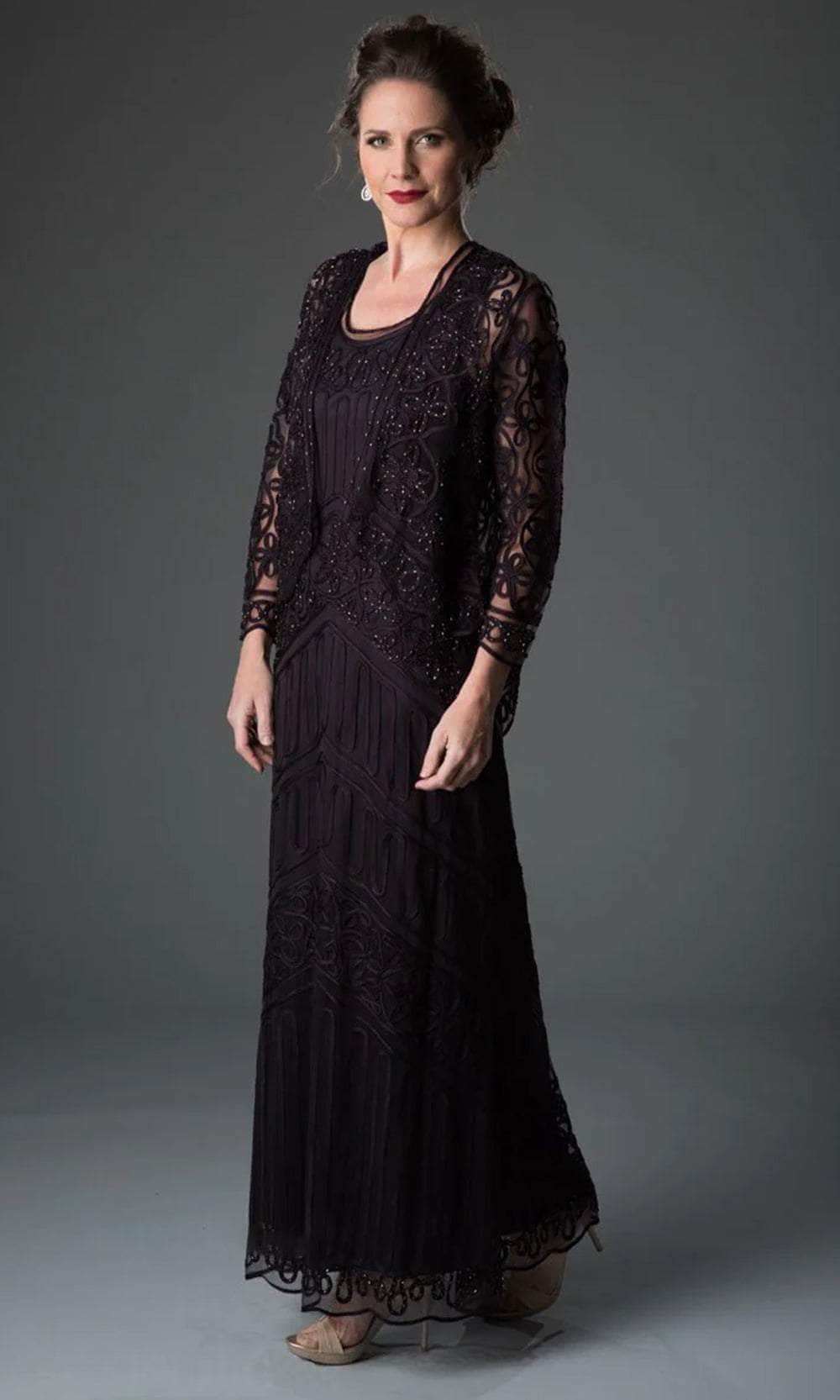 Soutache Lace Embroidered Dress And Jacket Gown