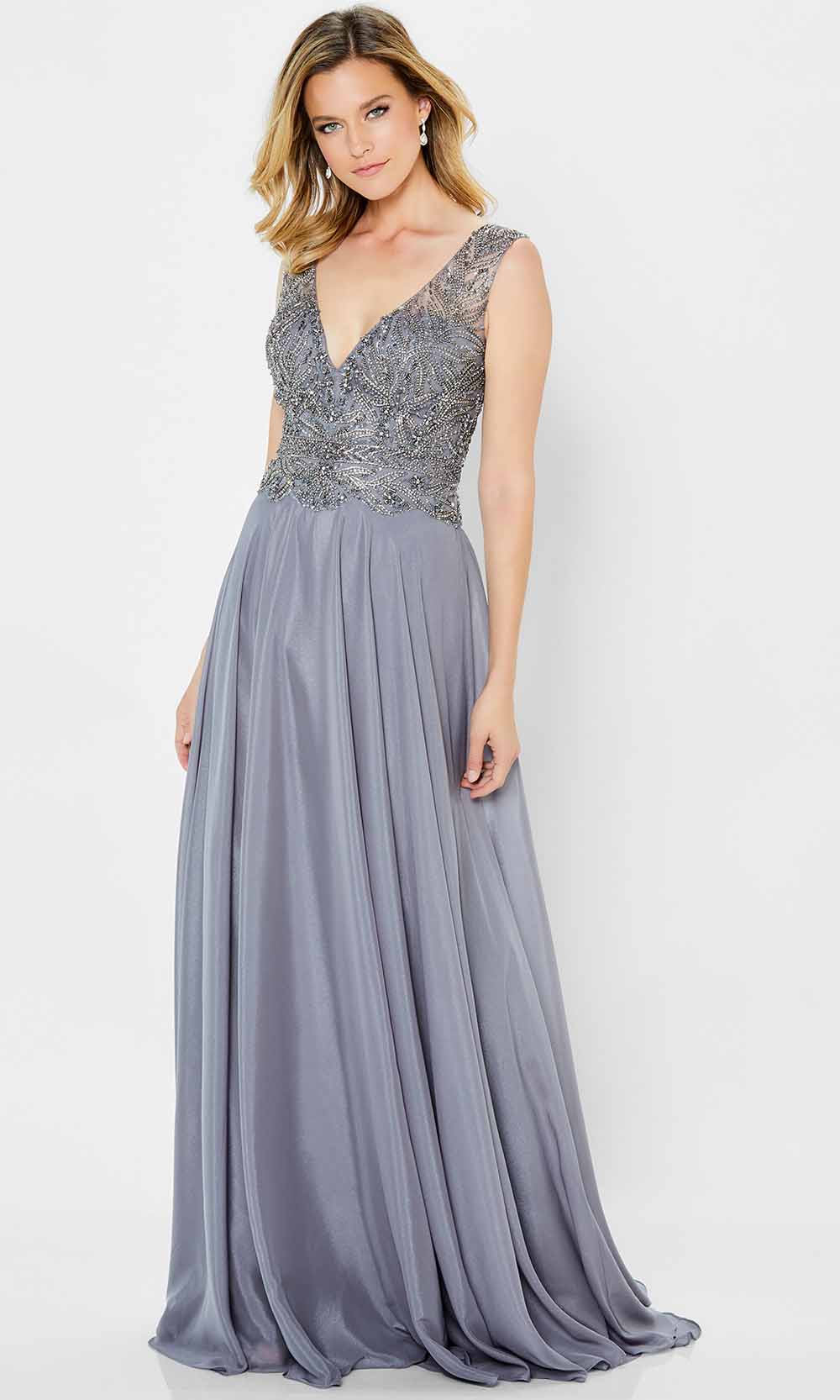 Beaded Tulle Flowy A Line Dress