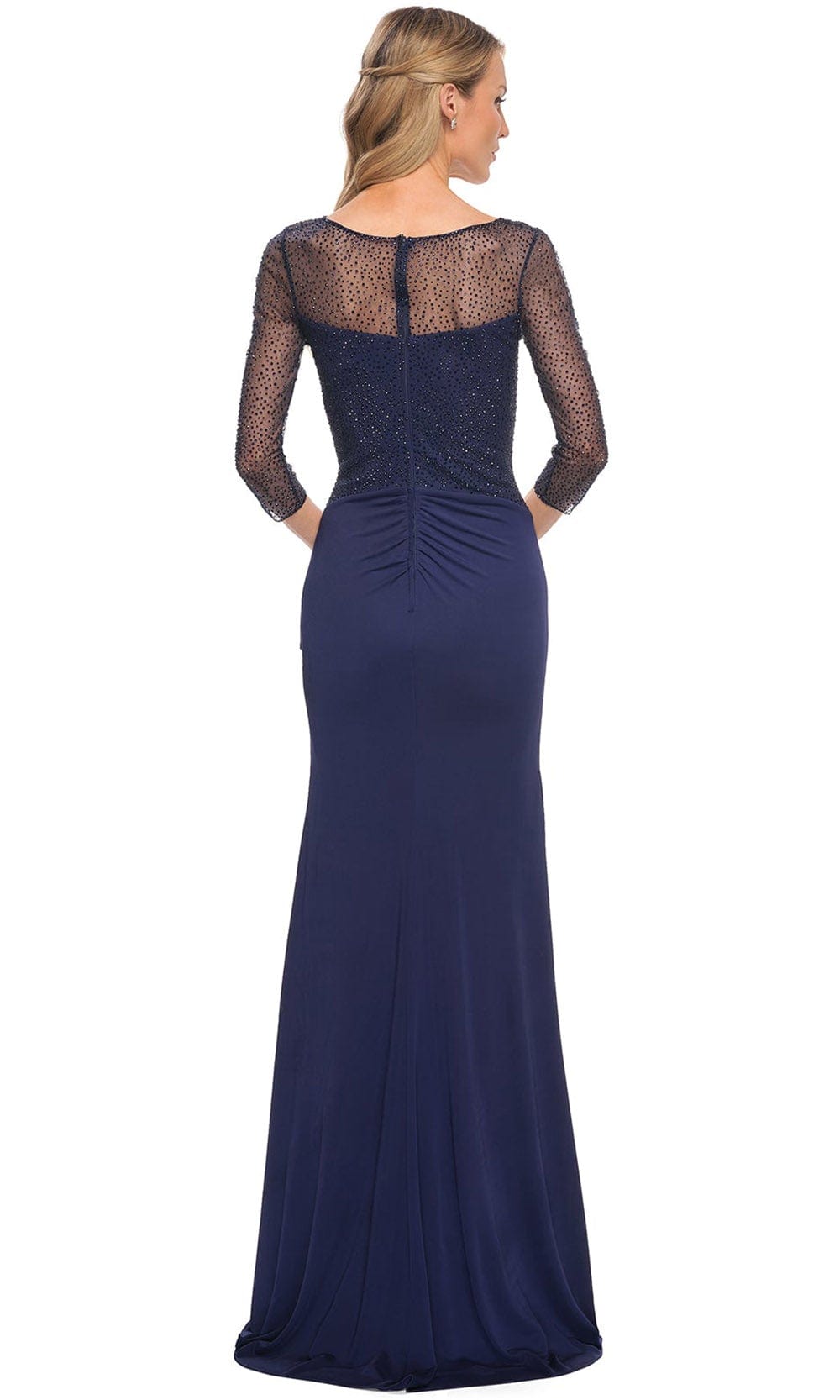 Beaded Lace Sleeve Ruffled Long Dress