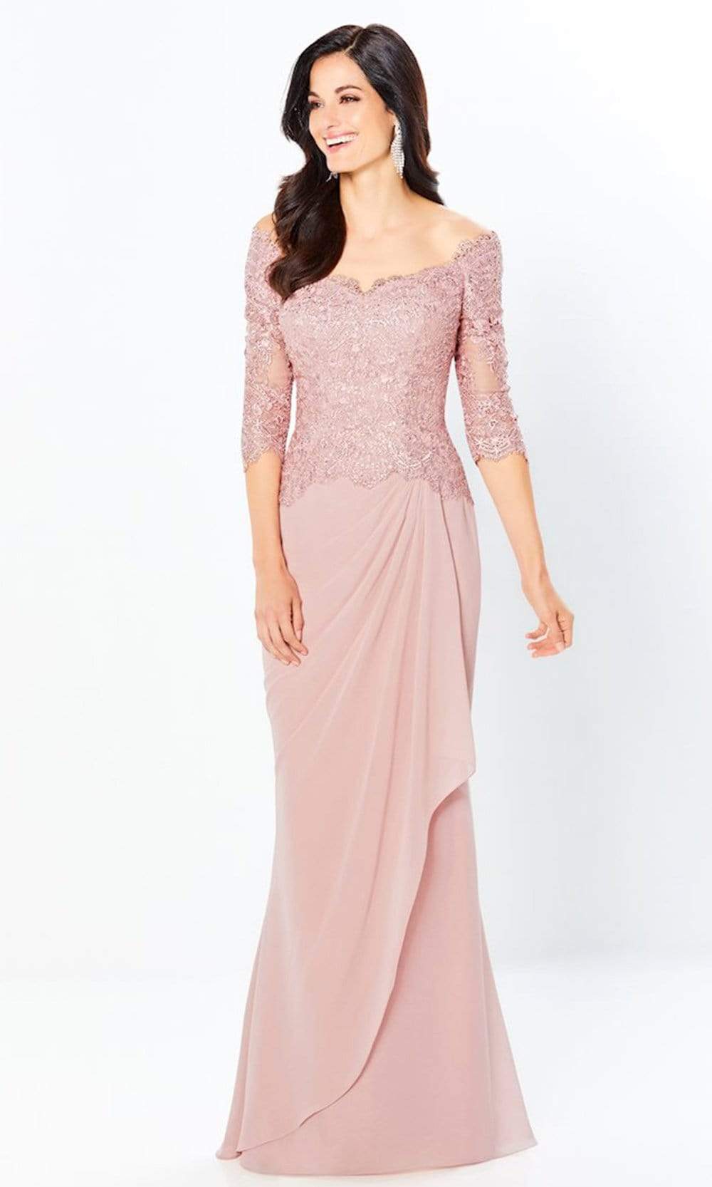 220942 Beaded Quarter-Length Dress