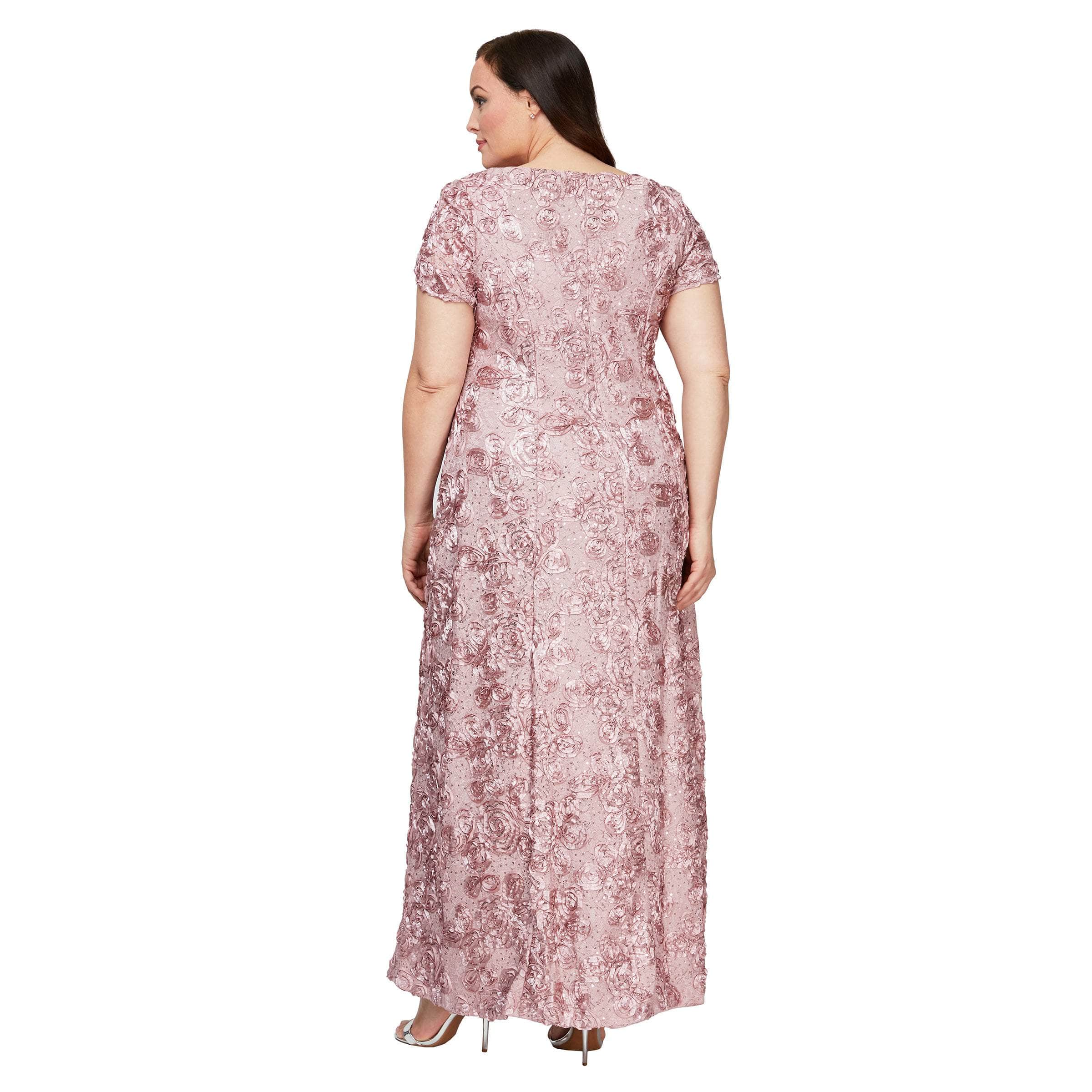 412788 Short Sleeve Rosette A-line Dress