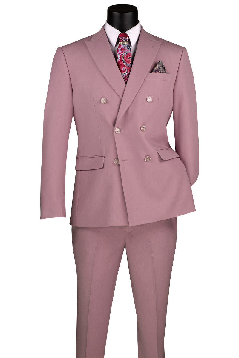 Men’s Slim Fit Double Breasted Stretch Suit in Lilac Lavender