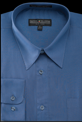 Men’s Regular Fit Basic Dress Shirt in Denim Blue