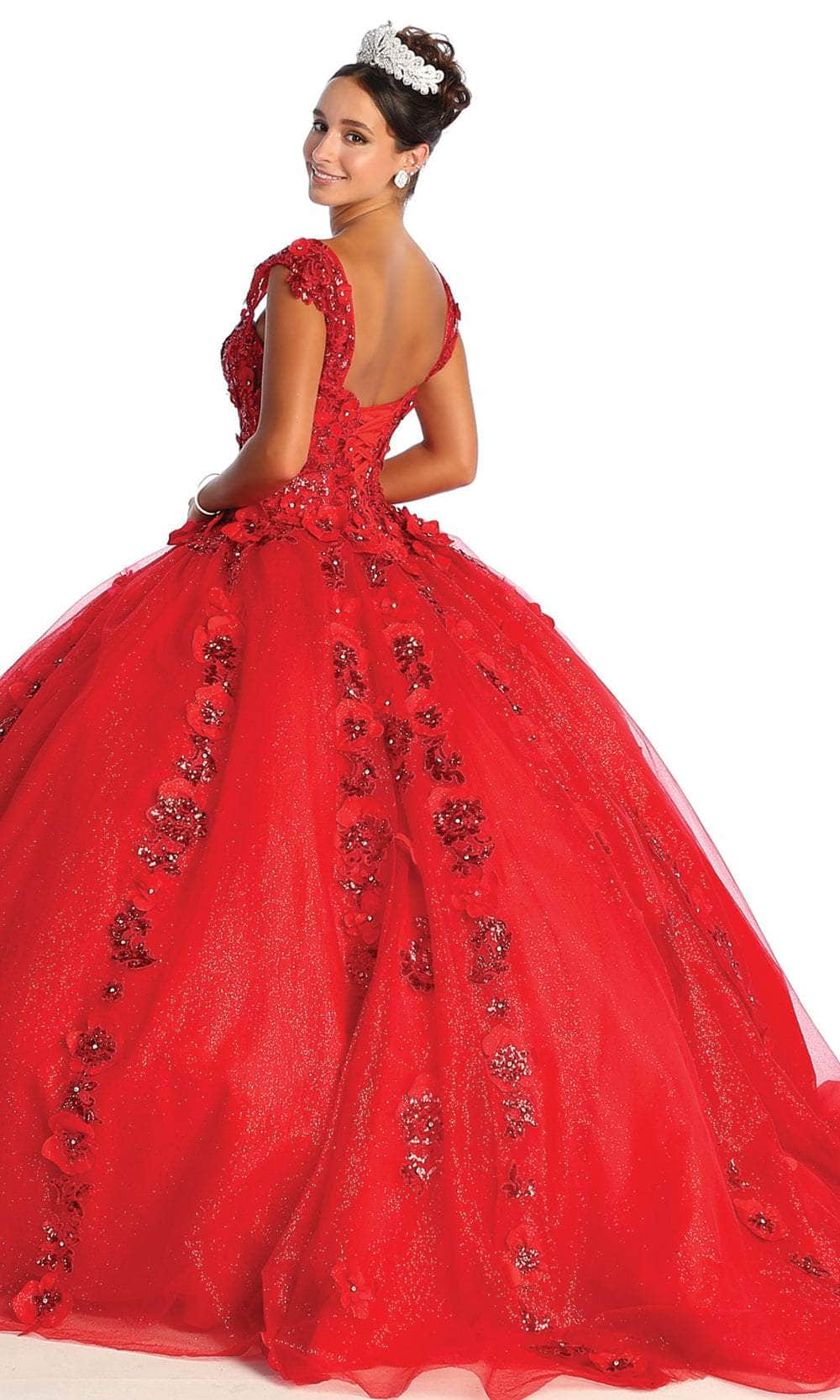 Wide Strap Floral Glitter Ballgown
