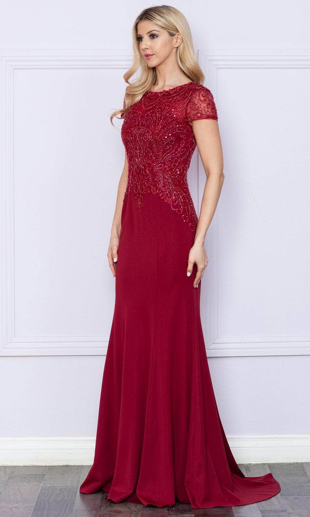 Short Sleeve Embroidered Prom Dress