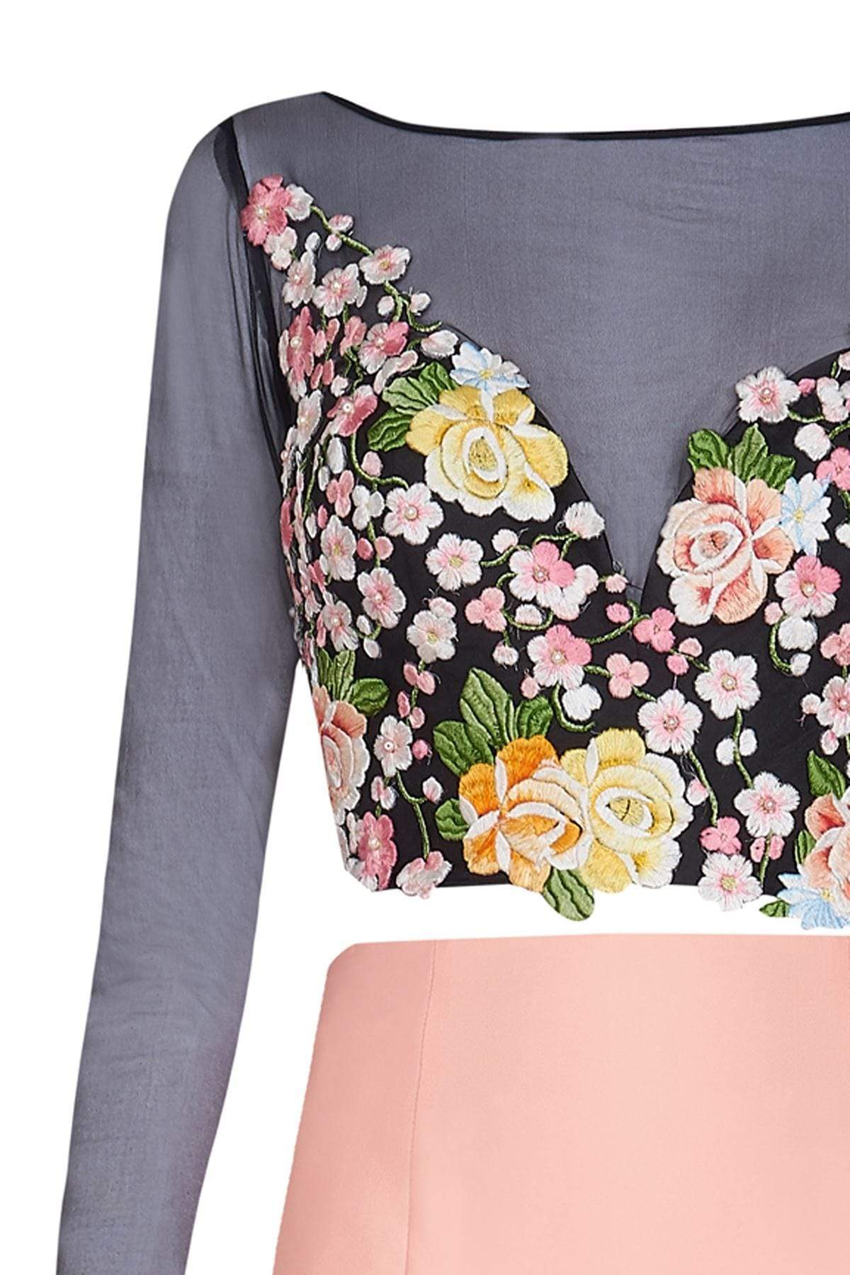 Floral Accented Mermaid Dress 50004