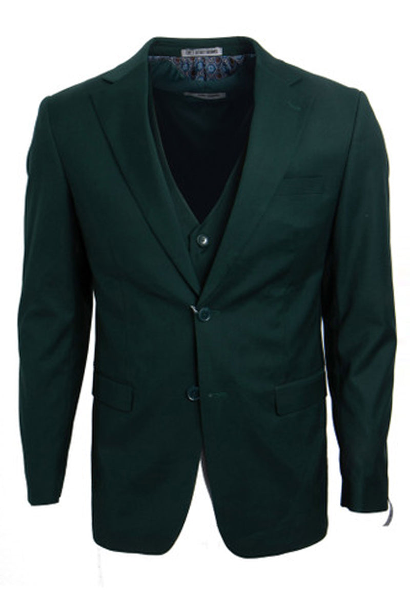 Men’s Two Button Vested Stacy Adams Basic Suit in Hunter Green