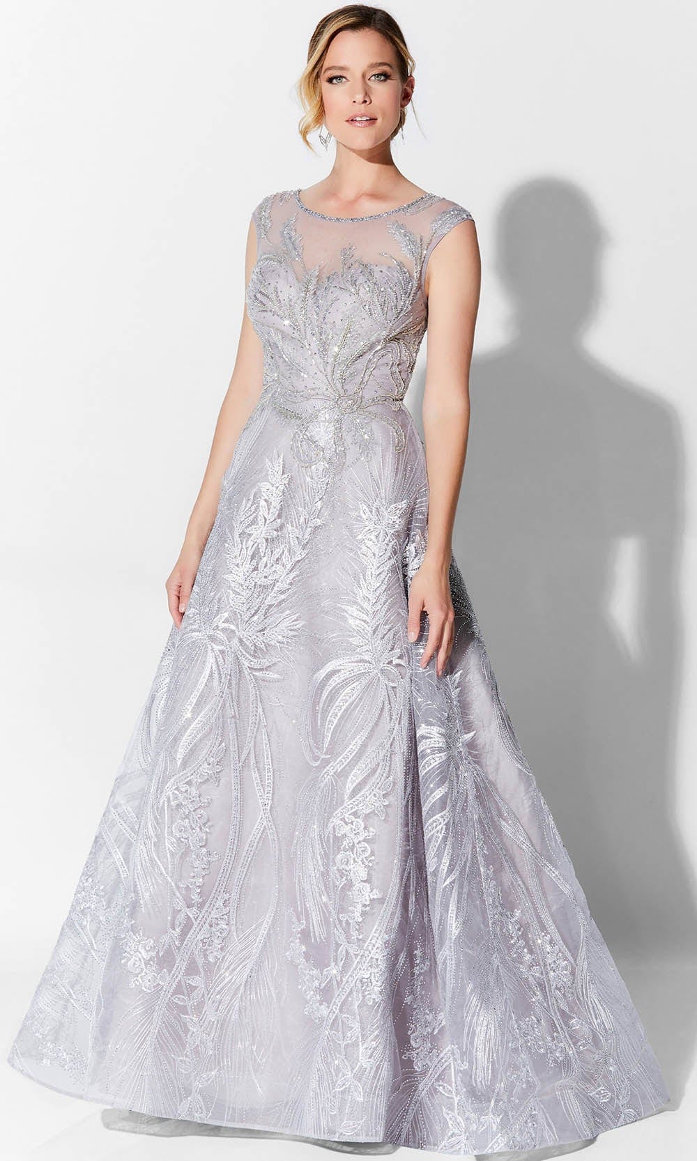 Embroidered Tulle Evening Gown