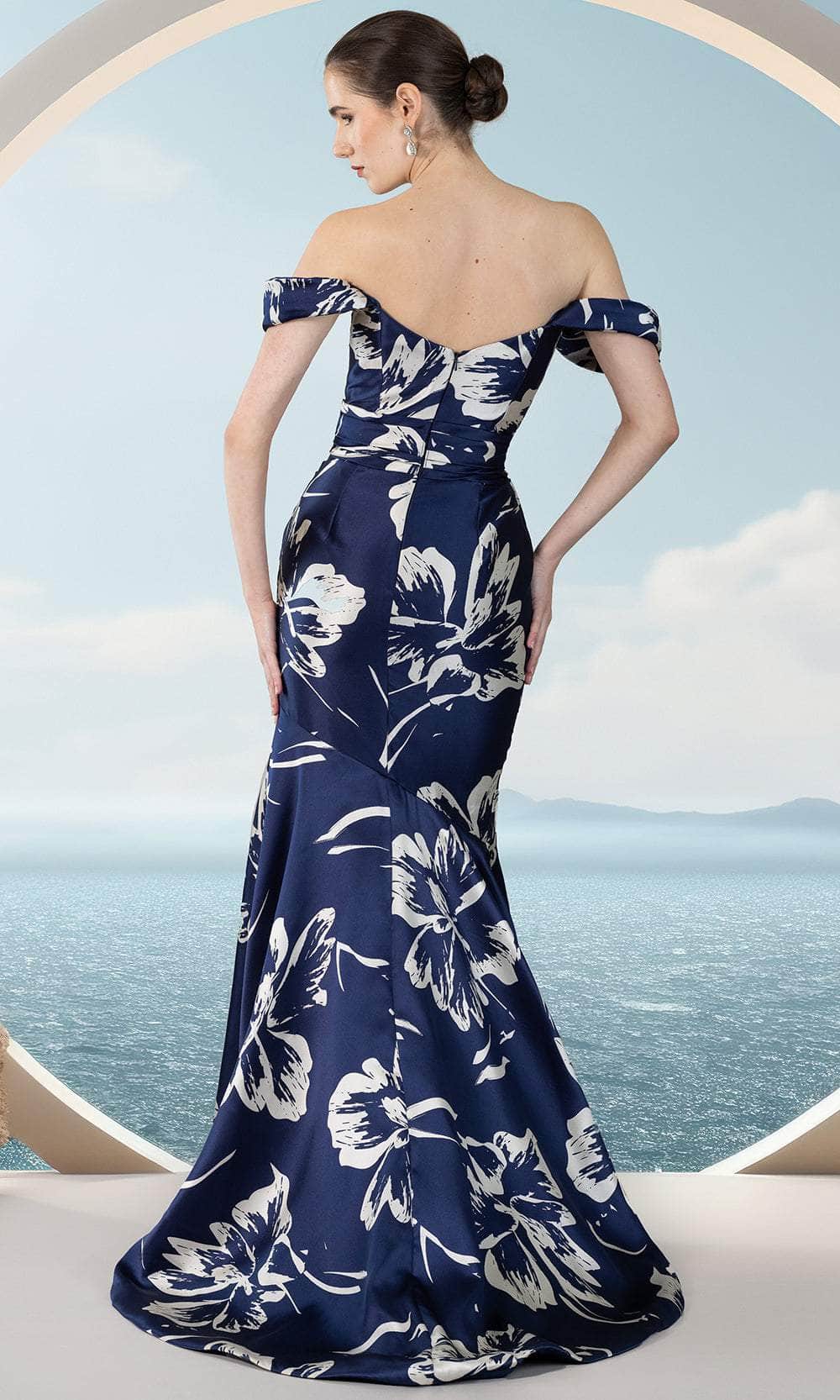 Off Shoulder Floral Evening Dress