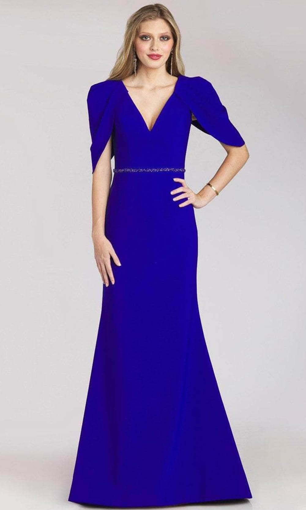 Pleated Short Sleeve Trumpet Evening Dress