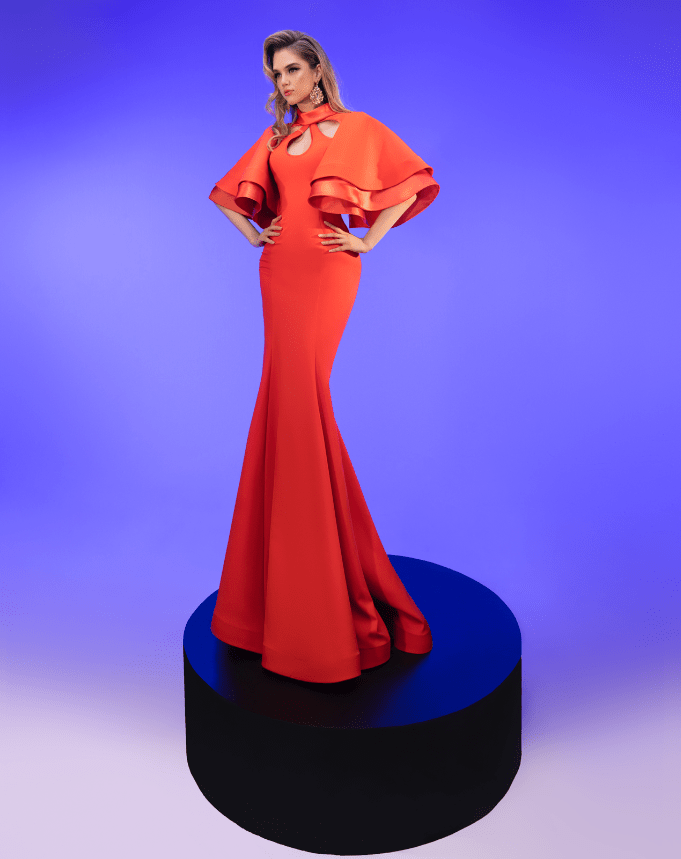 Flutter Sleeves Mermaid Gown