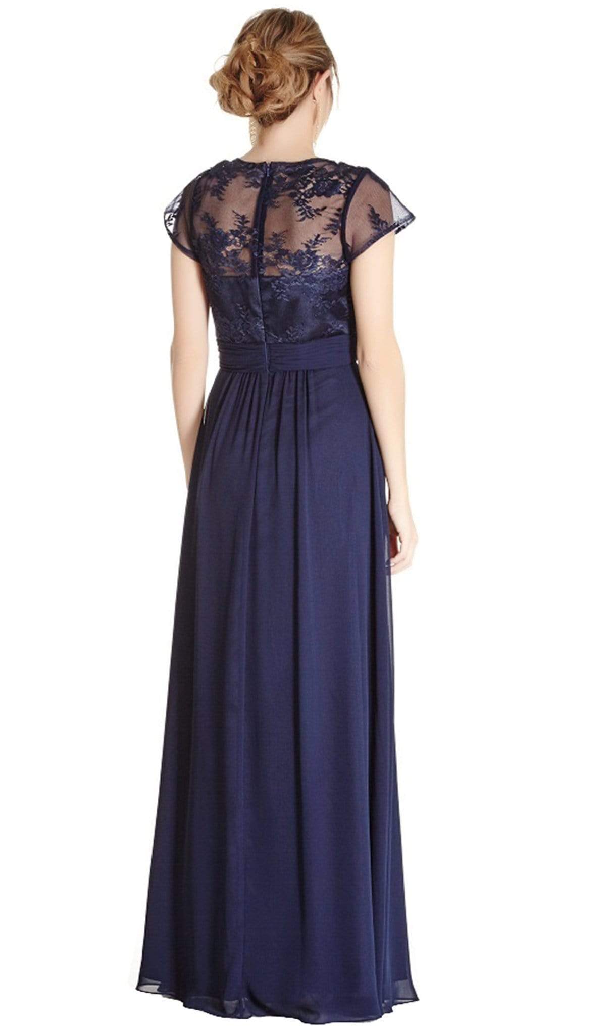 Lace Scalloped V-neck Mother of Bride Dress