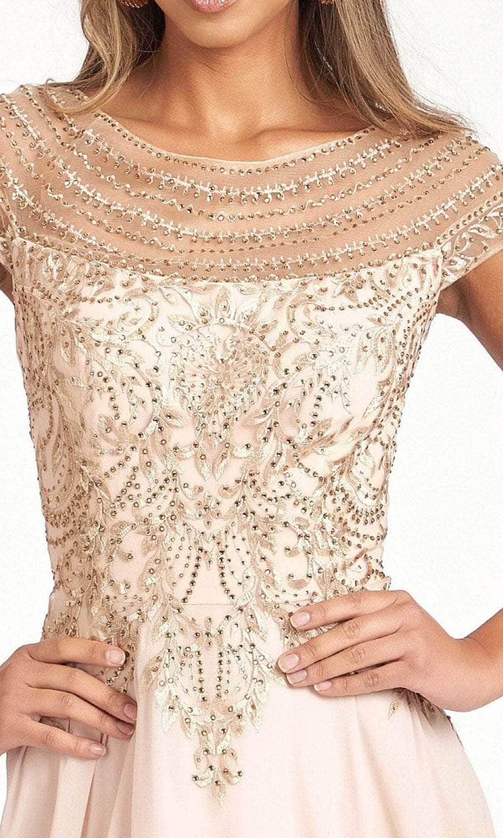 Embroidered Scoop Formal Gown