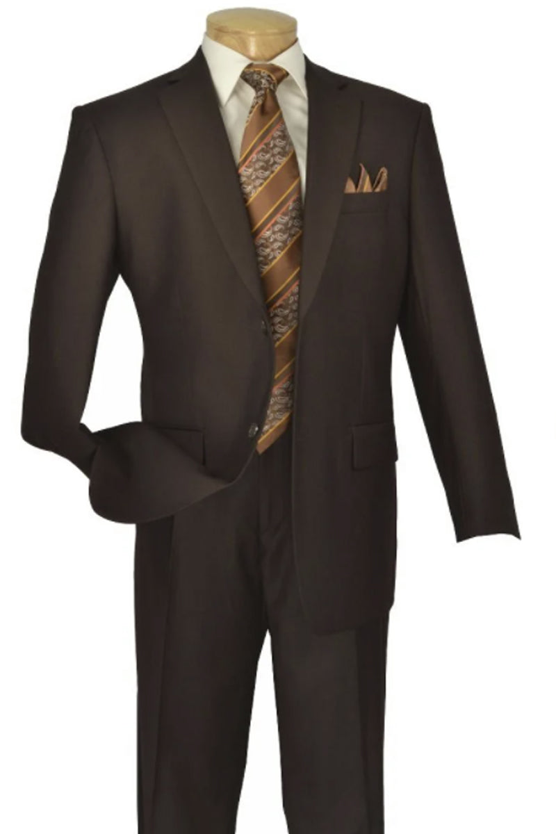 Mens Two Button Modern Fit Wool Feel Suit in Brown