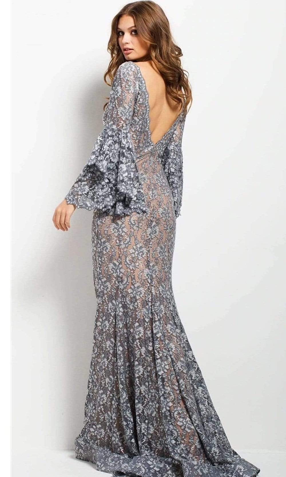 57048 Lace Plunging V-neck Mermaid Dress