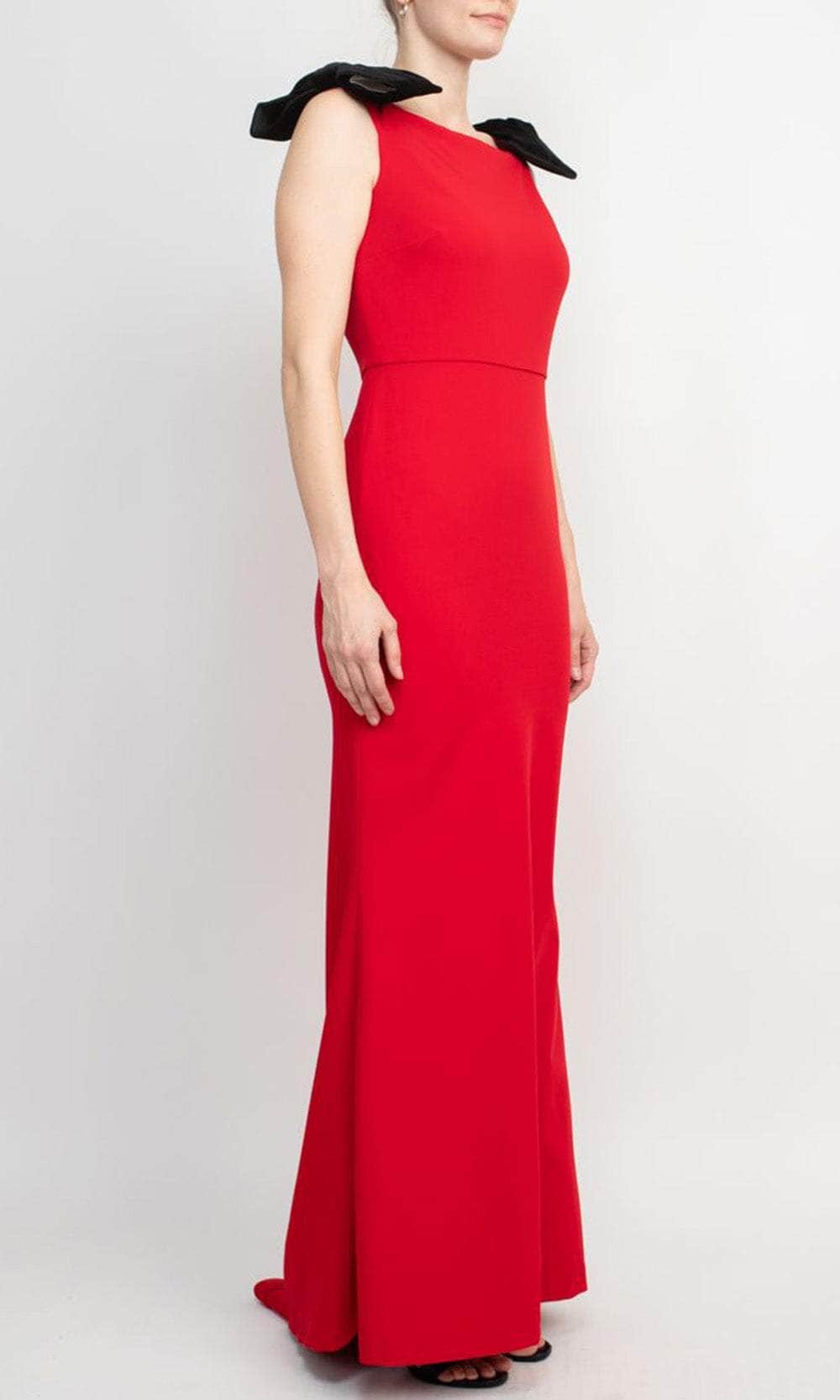 Bow Straps Bateau Evening Gown