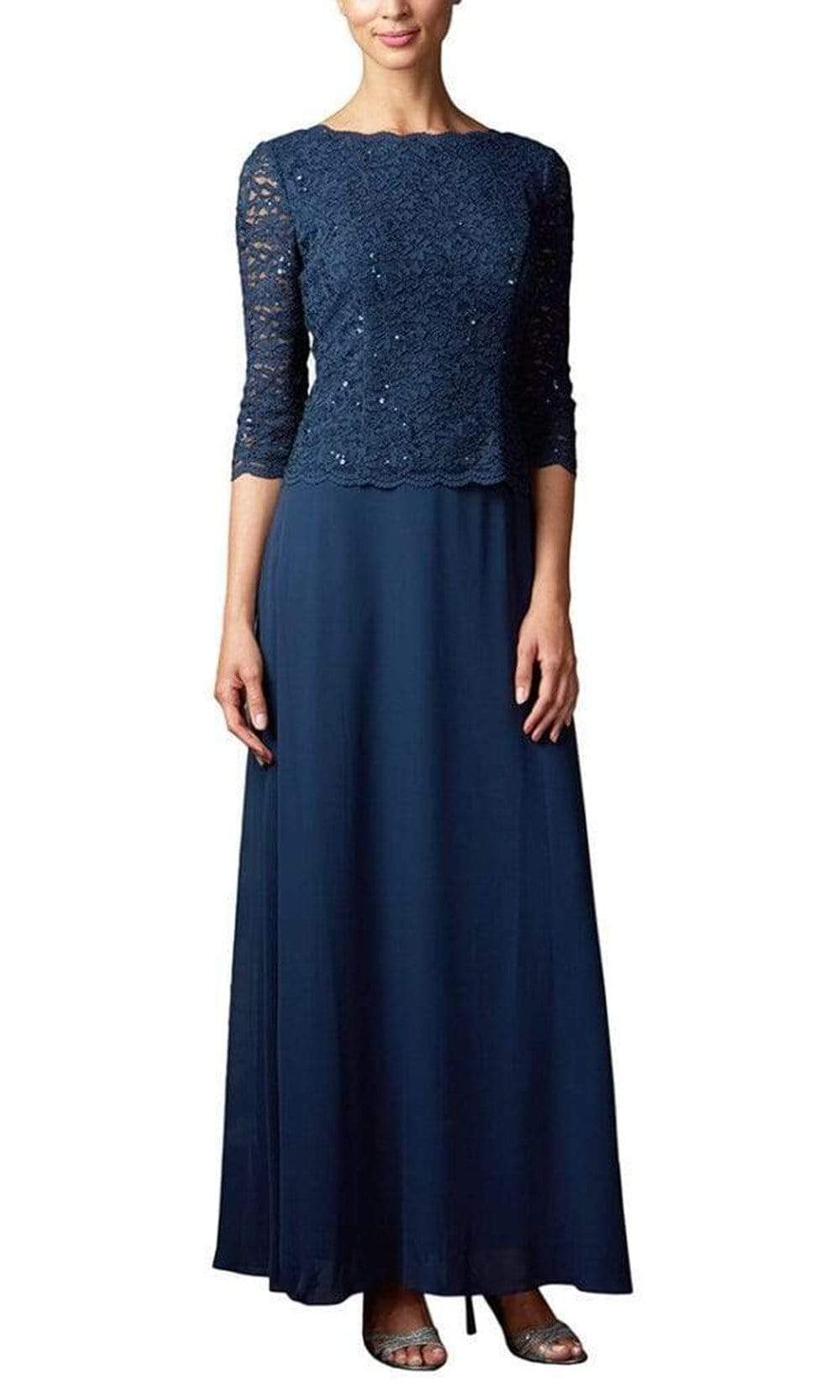 112318 Scallop Lace Mock Dress with Chiffon Skirt