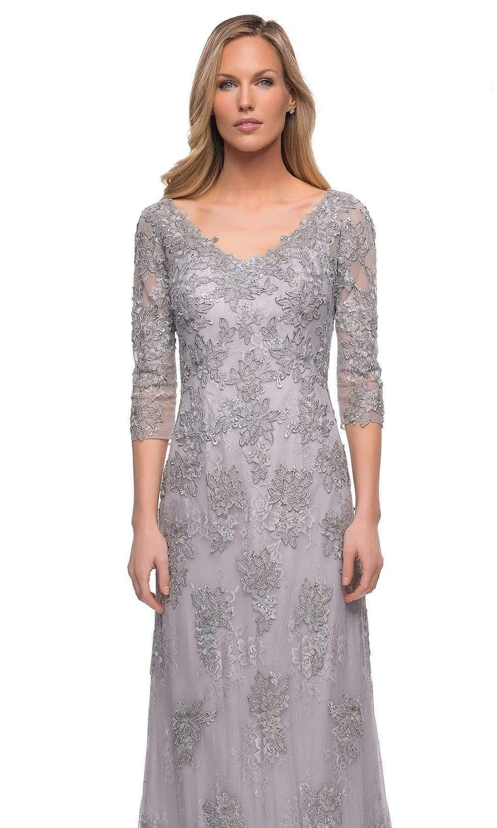 29379 Quarter Sleeve Lace Formal Dress