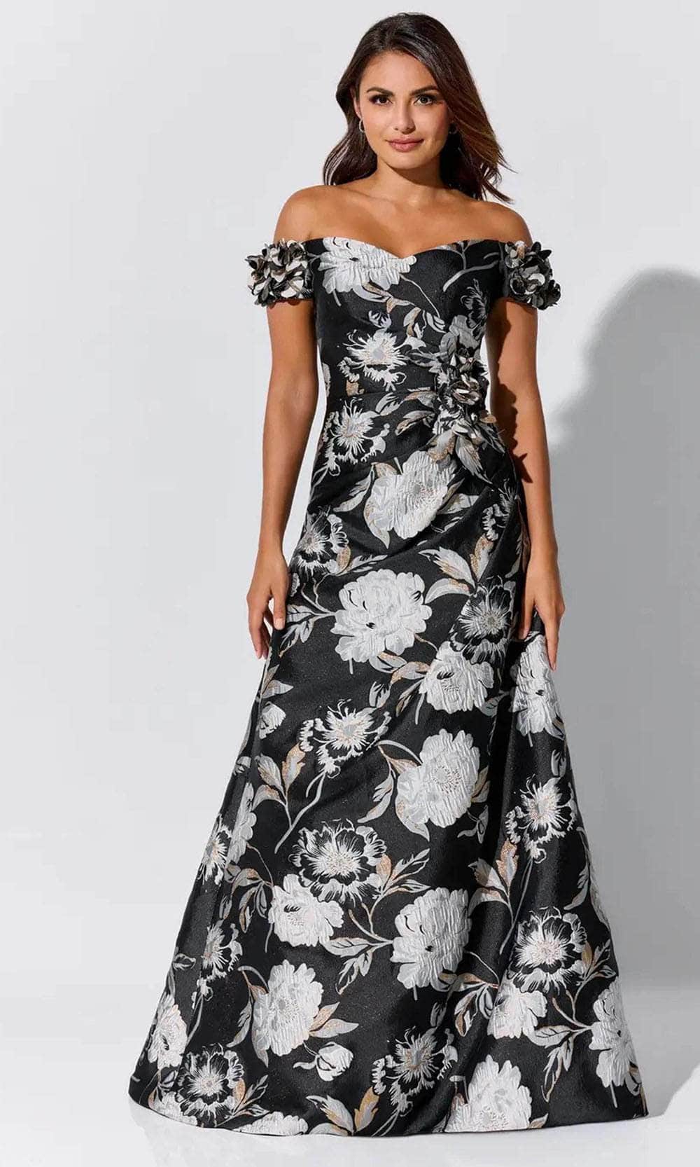 Floral Brocade Evening Dress