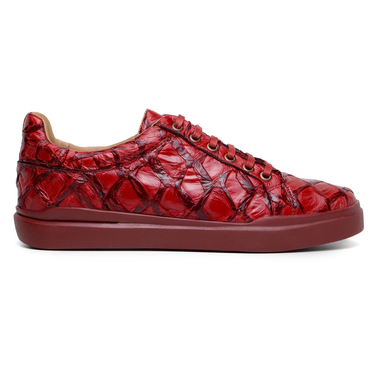 Men’s Belvedere Kingstone Genuine Pirarucu Dress Sneaker in Red