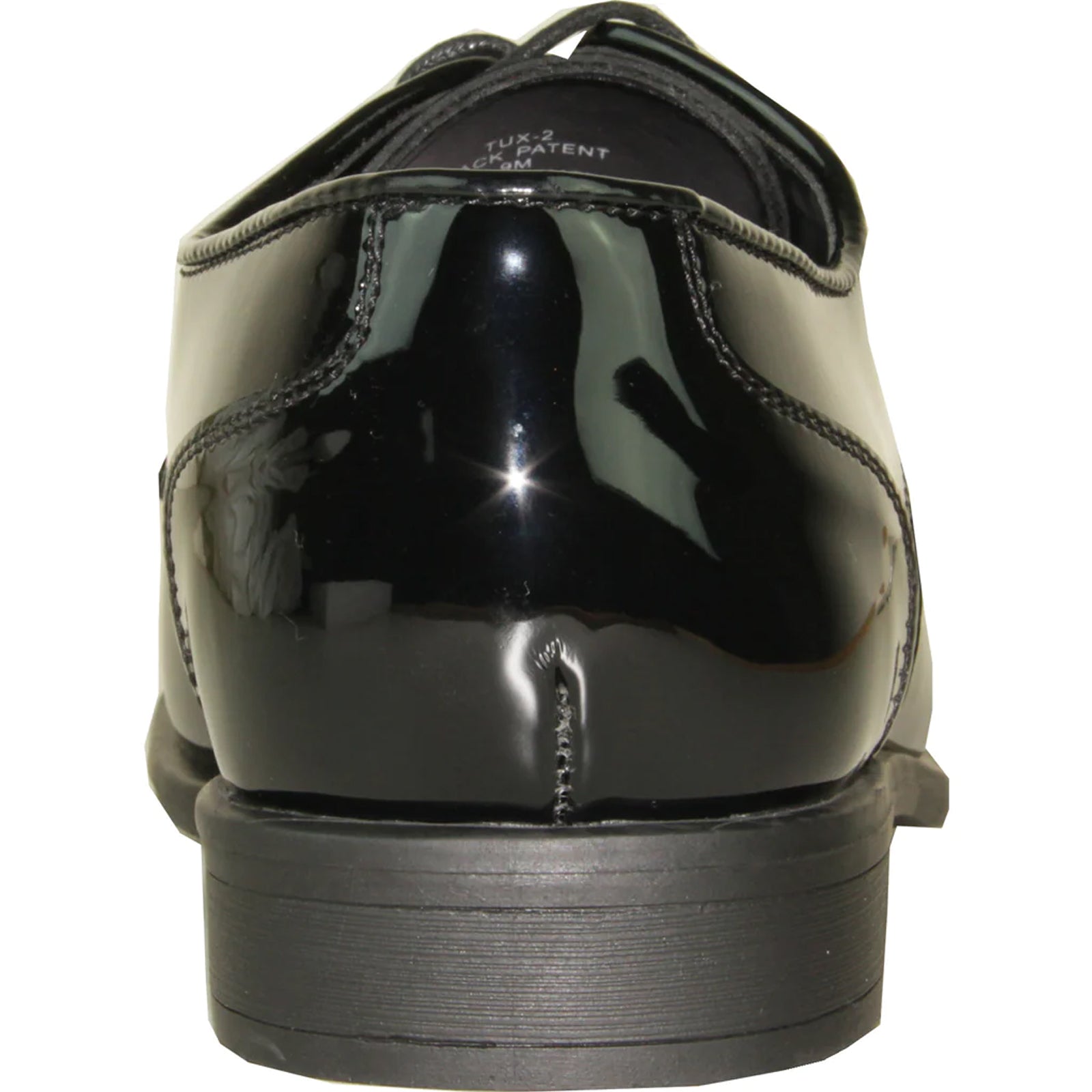 Mens Modern Pointy Square Toe Oxford Patent Tuxedo Shoe in Black