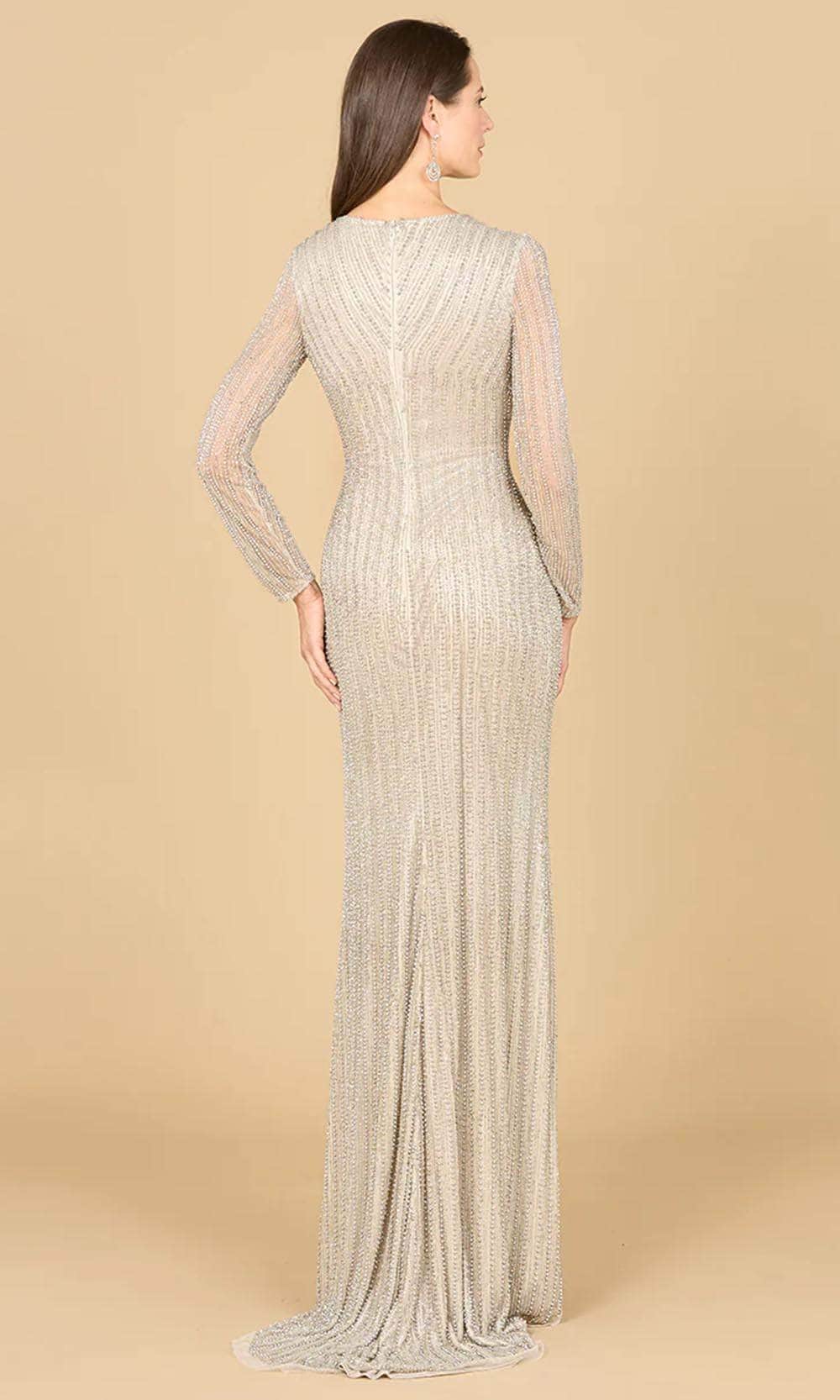 Long Sleeve Beaded Evening Dress