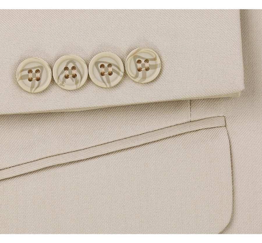 Mens Basic Two Button Classic Fit Suit with Optional Vest in Light Tan Beige