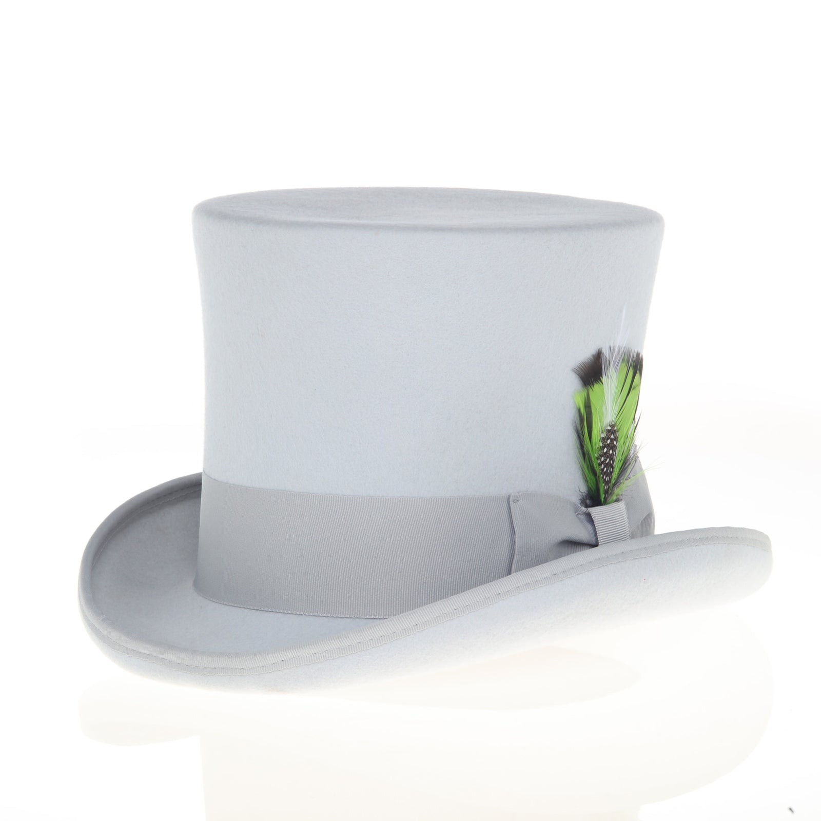 Men’s Tall 100% Wool Dress Top Hat in Light Grey