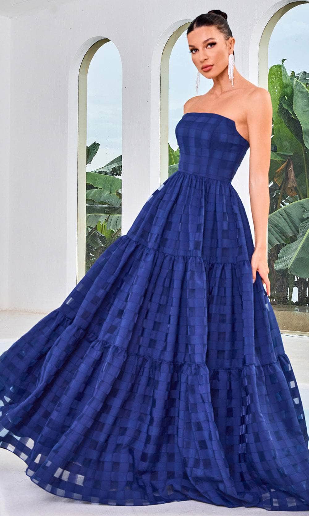 Weaved Illusion Panel Evening Gown