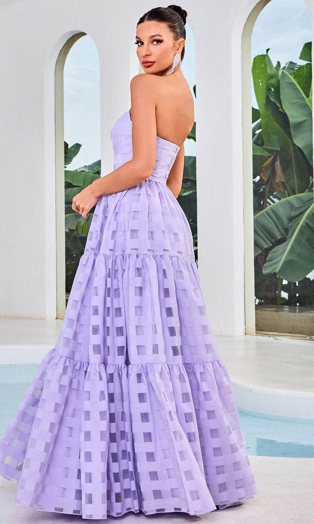 Weaved Illusion Panel Evening Gown