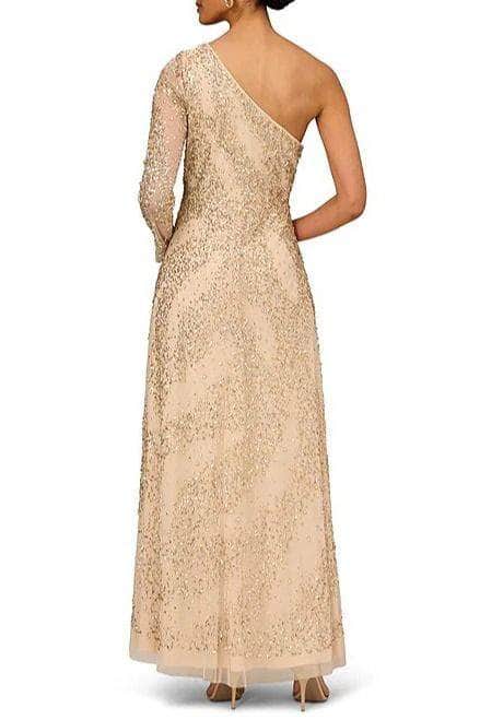 Long Sleeve Beaded Evening Dress